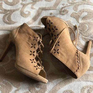 Michael Kors open toe heeled suede shoes